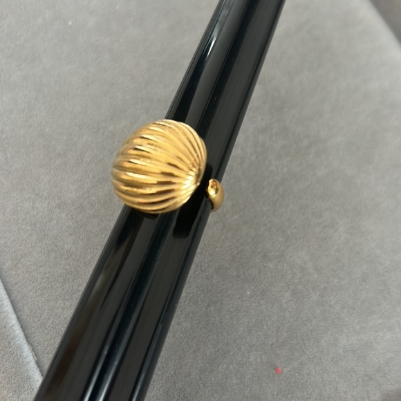 New Stainless Steel Stripe Open Ring  Metal Texture 18K Plated waterproof - Picture 6 of 7